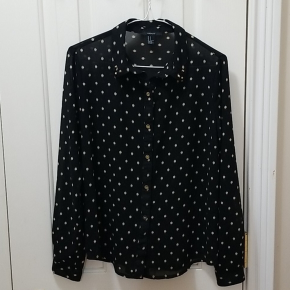 Forever 21 Tops - 3/$6  Forever 21 black sheer blouse sz S
